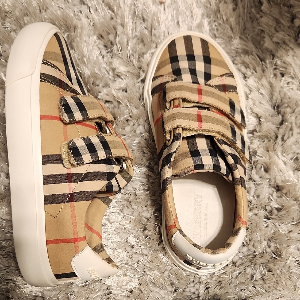 Burberry Kids Checkered Sneakers - Beige and Black